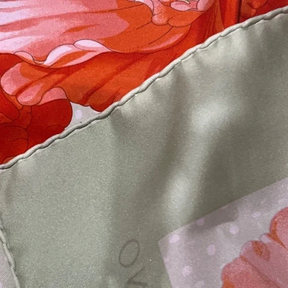 Valentino Green and Red Silk Floral Scarf